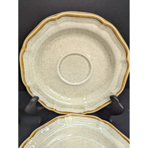 Mikasa Garden Club EC 400 Beige Brown Rim 6 1/4" Saucer Replacement Set of 4 - Picture 3 of 9